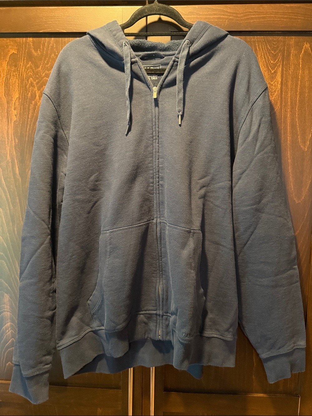 L.L. Bean Men's Navy Blue Full Zip-Up Hoodie Sweater - Size XL Tall